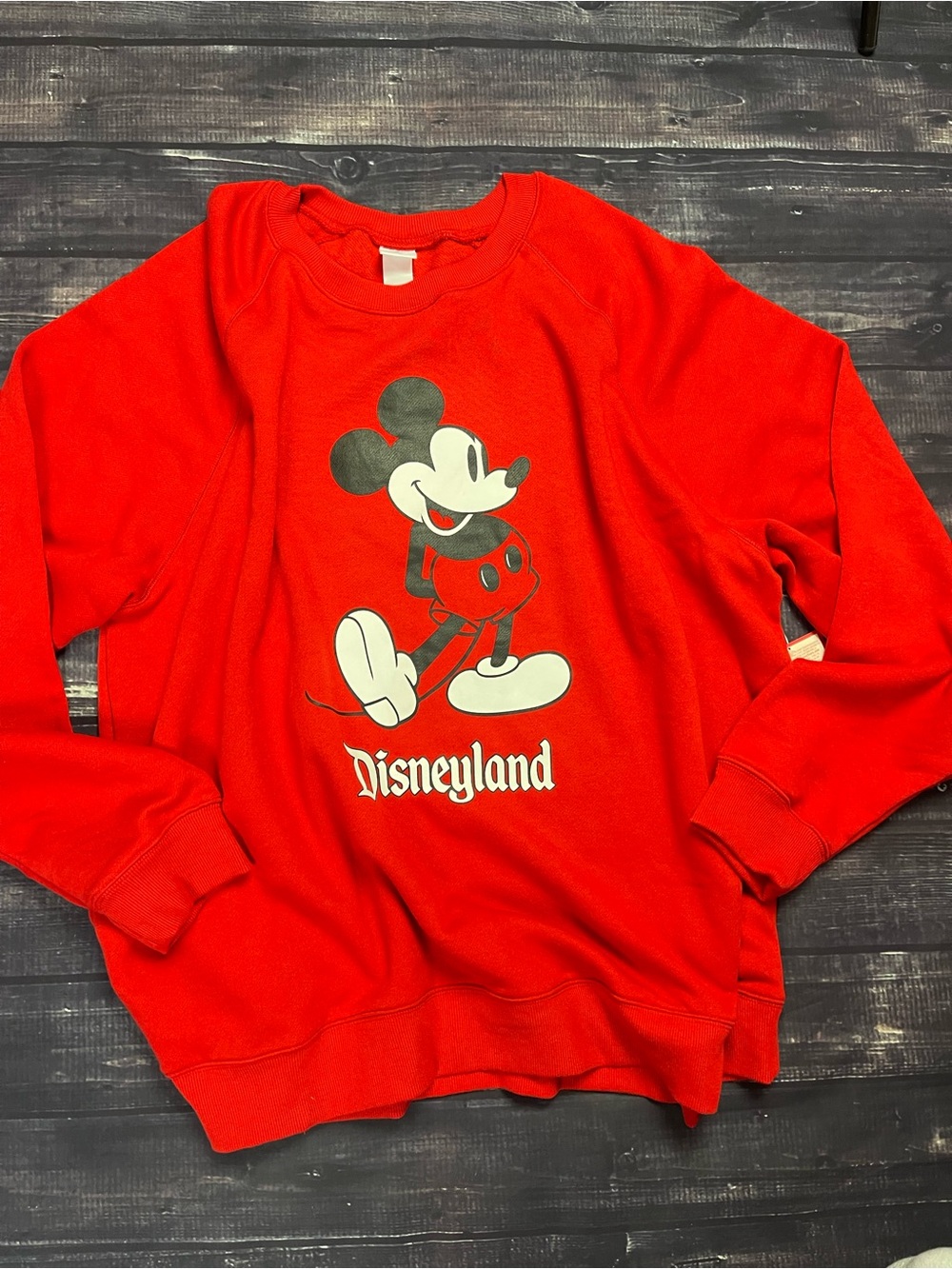 Disney Red Mickey Tag Crewneck Sweatshirt